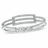 Thumbnail Image 1 of AVA Nadri Crystal Hinged Multi-Row Bangle in White Rhodium Brass