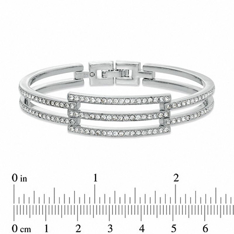 Main Image 2 of AVA Nadri Crystal Hinged Multi-Row Bangle in White Rhodium Brass