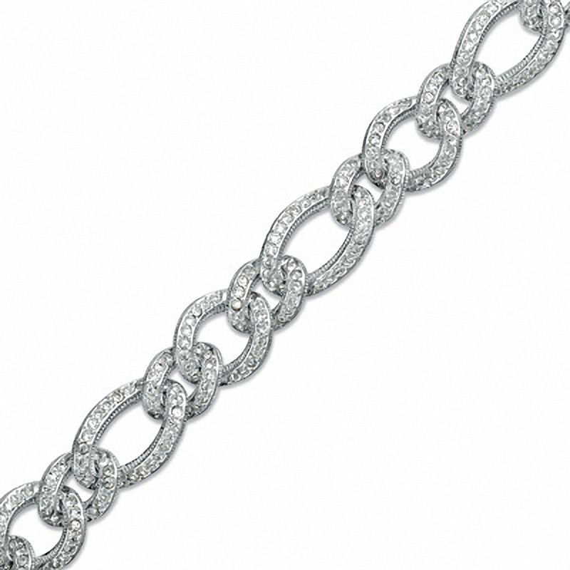 Main Image 1 of AVA Nadri Pavé Crystal Link Bracelet in White Rhodium Brass - 7.25"