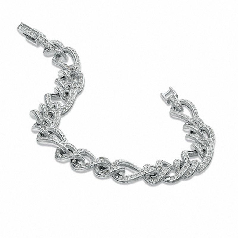 Main Image 2 of AVA Nadri Pavé Crystal Link Bracelet in White Rhodium Brass - 7.25"