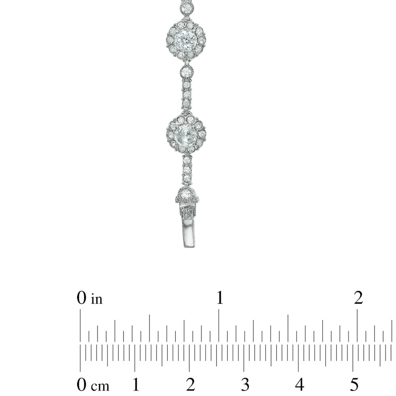 Main Image 3 of AVA Nadri Cubic Zirconia and Crystal Frame Vintage-Style Line Bracelet in White Rhodium-Plated Brass - 7.25"