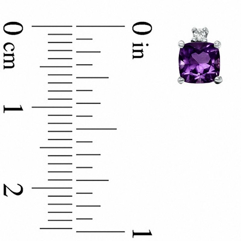 Main Image 2 of 5.0mm Cushion-Cut Amethyst and Lab-Created White Sapphire Earrings in 10K White Gold