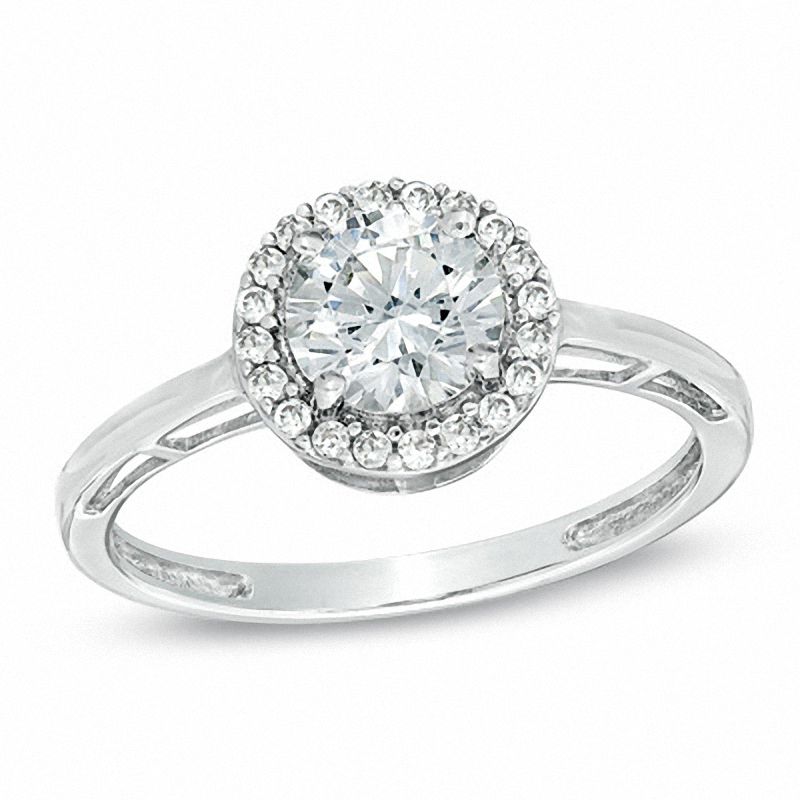 Main Image 1 of 6.0mm Lab-Created White Sapphire Ring in 10K White Gold