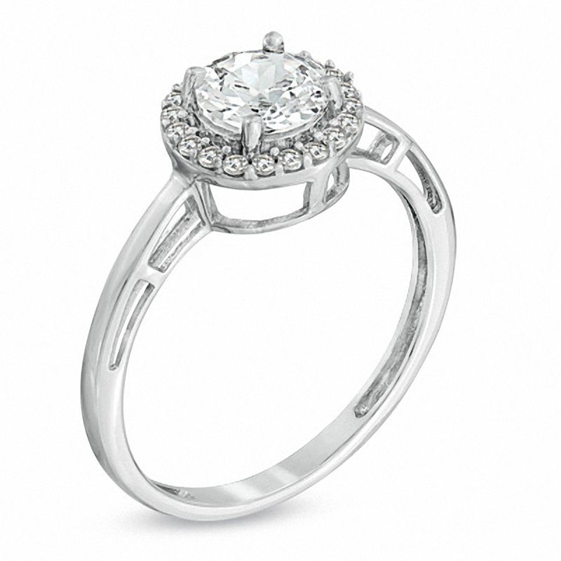 Main Image 2 of 6.0mm Lab-Created White Sapphire Ring in 10K White Gold