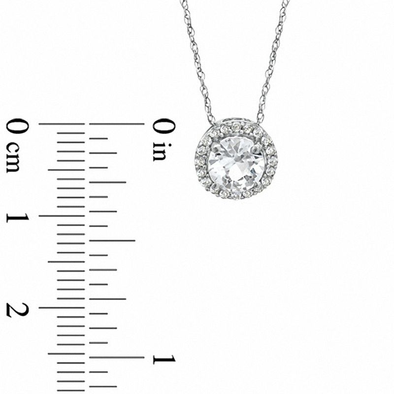 Main Image 2 of 6.0mm Lab-Created White Sapphire Pendant in 10K White Gold