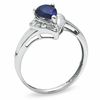 Thumbnail Image 1 of Pear-Shaped Lab-Created Blue and White Sapphire Ring in 10K White Gold