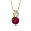 Thumbnail Image 1 of 6.0mm Cushion-Cut Lab-Created Ruby and White Sapphire Pendant in 10K Gold