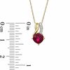 Thumbnail Image 2 of 6.0mm Cushion-Cut Lab-Created Ruby and White Sapphire Pendant in 10K Gold