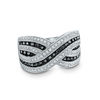 Thumbnail Image 1 of 1/2 CT. T.W. Enhanced Black and White Diamond Criss-Cross Ring in Sterling Silver