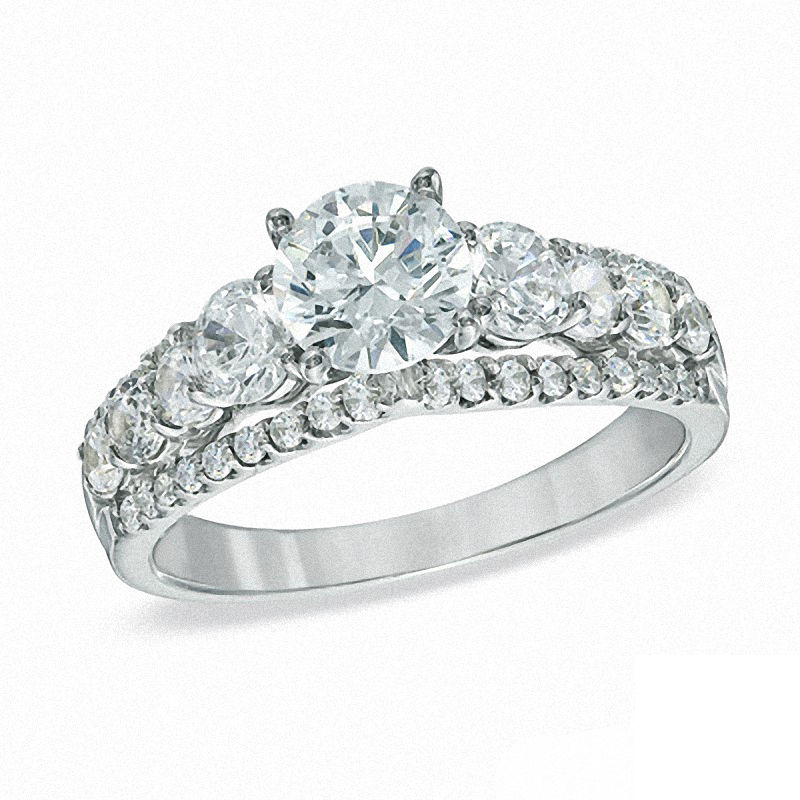 Celebration Ideal 2-1/5 CT. T.W. Diamond Edge Engagement Ring in 14K White Gold (I/I1)