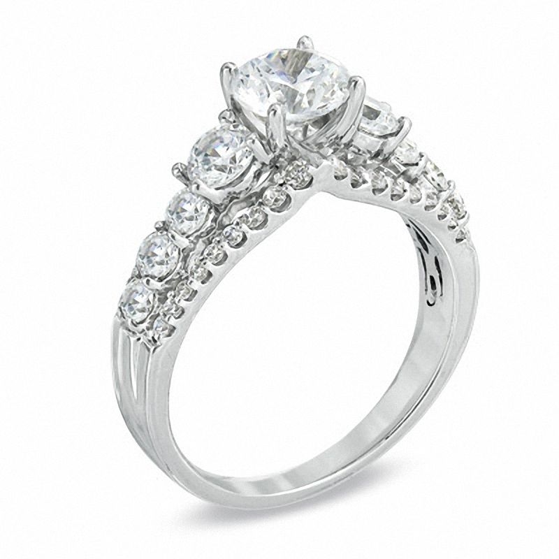 Celebration Ideal 2-1/5 CT. T.W. Diamond Edge Engagement Ring in 14K White Gold (I/I1)