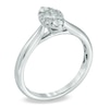 Thumbnail Image 1 of 3/8 CT. T.W. Princess-Cut and Round Diamond Marquise-Shaped Engagement Ring in 14K White Gold