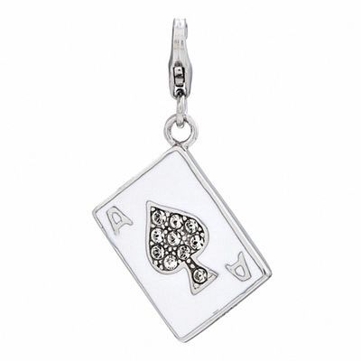 Sterling Silver Ace of Spades Cubic Zirconia Pendant