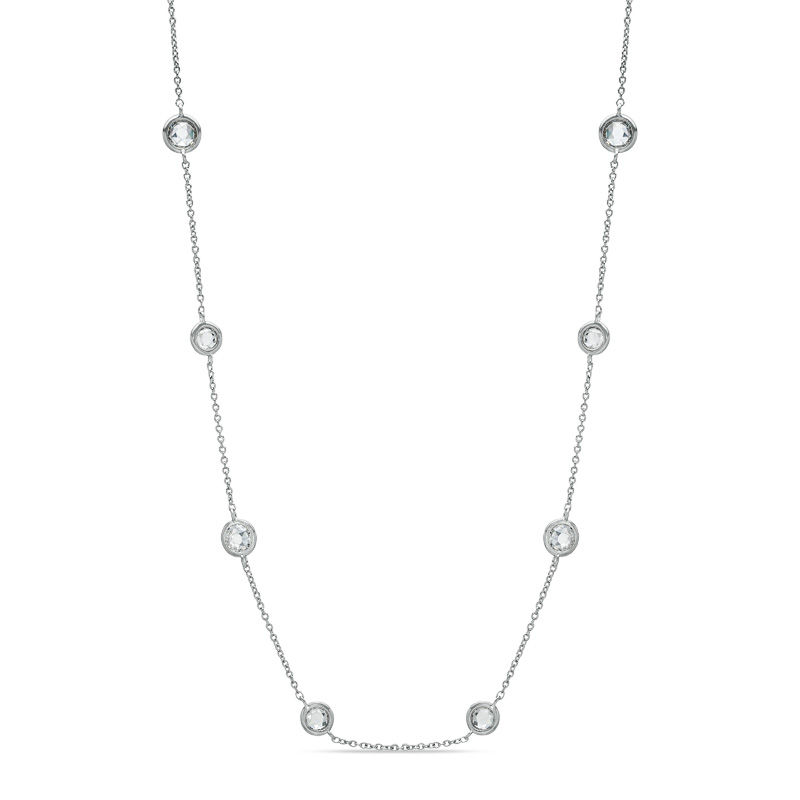 Main Image 1 of AVA Nadri Cubic Zirconia and Crystal Station Necklace in White Rhodium Brass - 16"