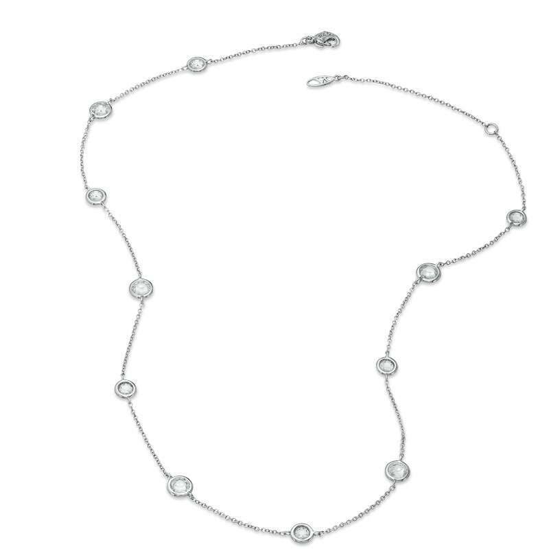 Main Image 2 of AVA Nadri Cubic Zirconia and Crystal Station Necklace in White Rhodium Brass - 16"