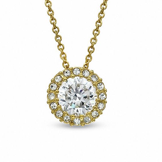 AVA Nadri Cubic Zirconia and Crystal Pendant in Brass with 18K Gold Plate - 16.0"