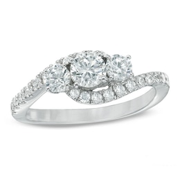 1 CT. T.W. Diamond Bypass Past Present Future® Ring in 14K White Gold