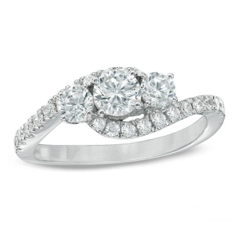 Main Image 1 of 1 CT. T.W. Diamond Bypass Past Present Future® Ring in 14K White Gold