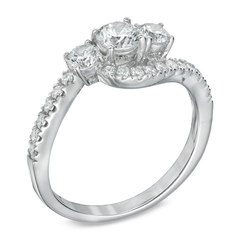 Main Image 2 of 1 CT. T.W. Diamond Bypass Past Present Future® Ring in 14K White Gold