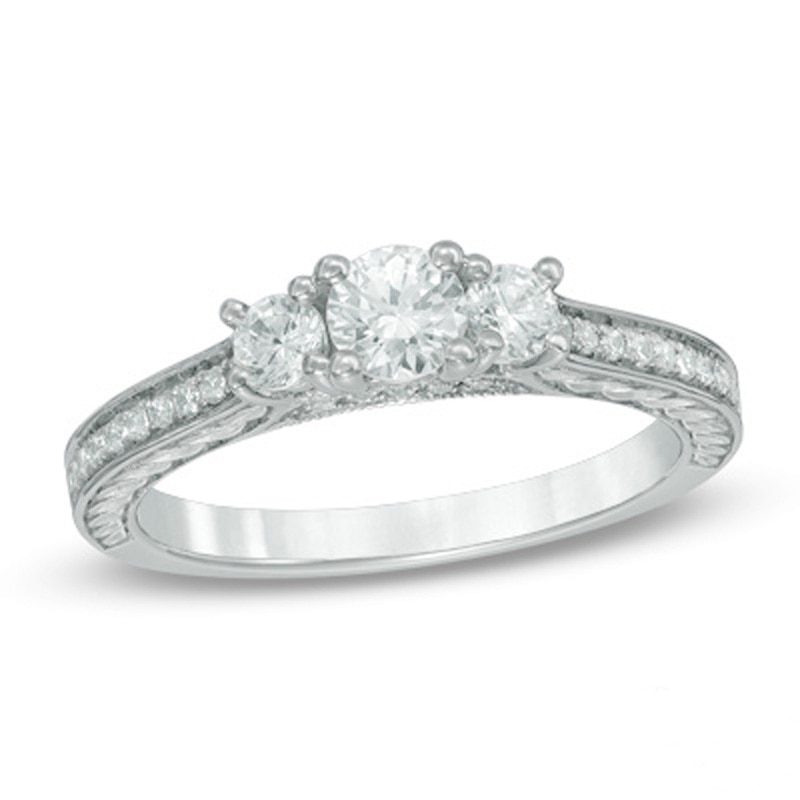3/4 CT. T.W. Diamond Past Present Future® Ring in 14K White Gold