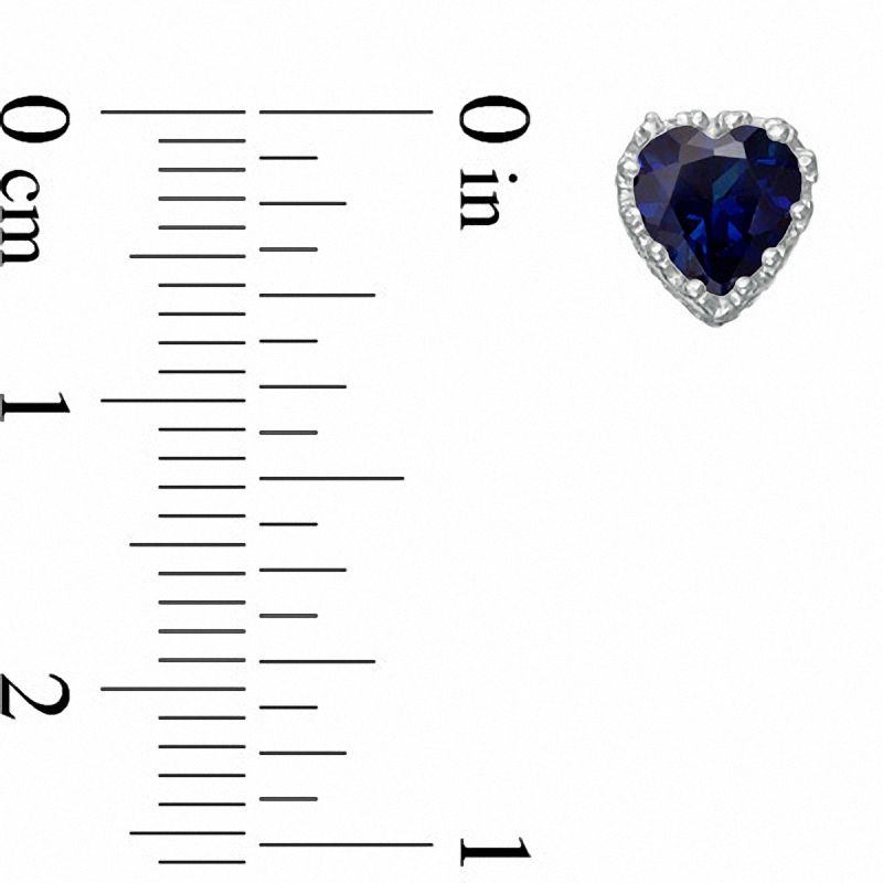 6.0mm Heart-Shaped Lab-Created Blue Sapphire Crown Earrings in Sterling Silver