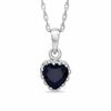 Thumbnail Image 0 of 6.0mm Heart-Shaped Lab-Created Blue Sapphire Crown Pendant in Sterling Silver