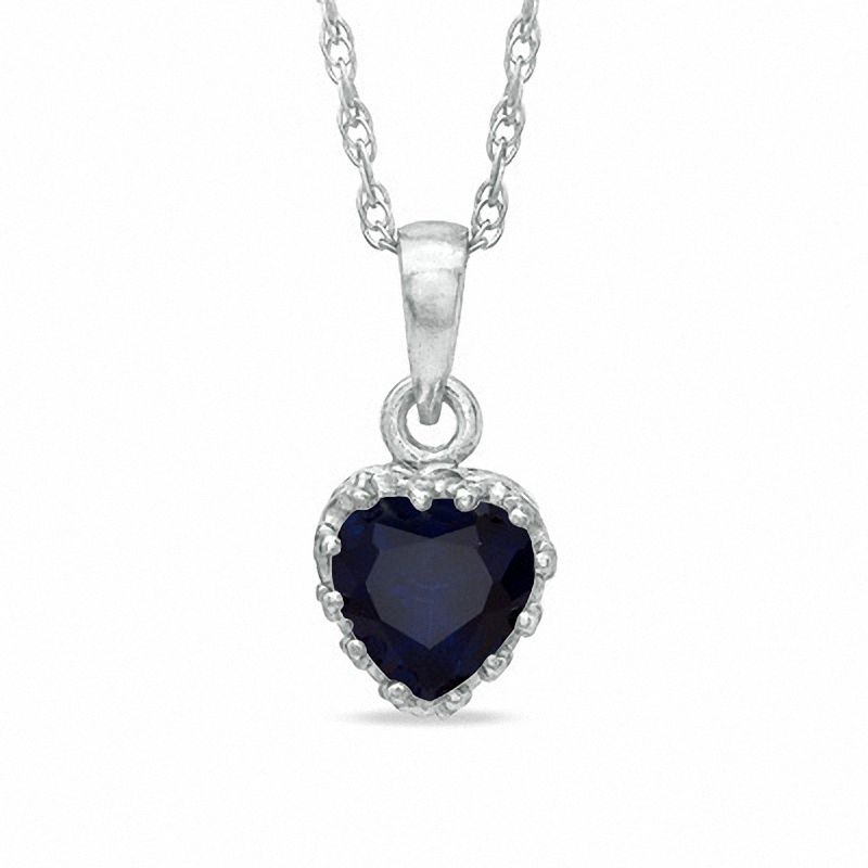 6.0mm Heart-Shaped Lab-Created Blue Sapphire Crown Pendant in Sterling Silver