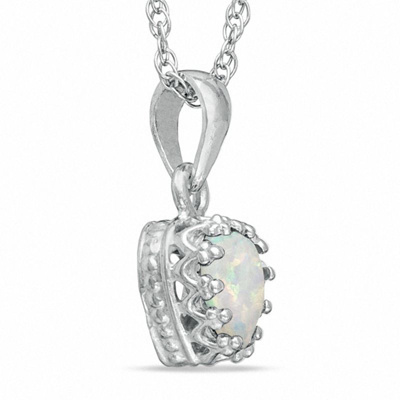 Main Image 2 of 6.0mm Heart-Shaped Lab-Created Opal Crown Pendant in Sterling Silver