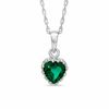 Thumbnail Image 0 of 6.0mm Heart-Shaped Lab-Created Emerald Crown Pendant in Sterling Silver