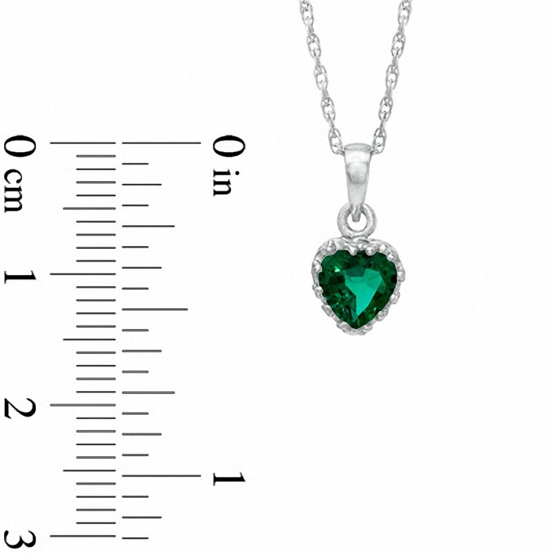 6.0mm Heart-Shaped Lab-Created Emerald Crown Pendant in Sterling Silver