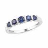 Thumbnail Image 1 of Lab-Created Blue Sapphire Five Stone Anniversary Band in 10K White Gold