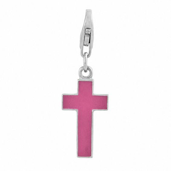 Amore La Vita™ Enamel Pink Cross Charm in Sterling Silver | Amore La ...