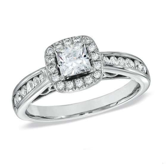 Celebration Ideal 1 CT. T.w. Princess-Cut Certified Diamond Engagement Ring in 14K White Gold (I/I1)