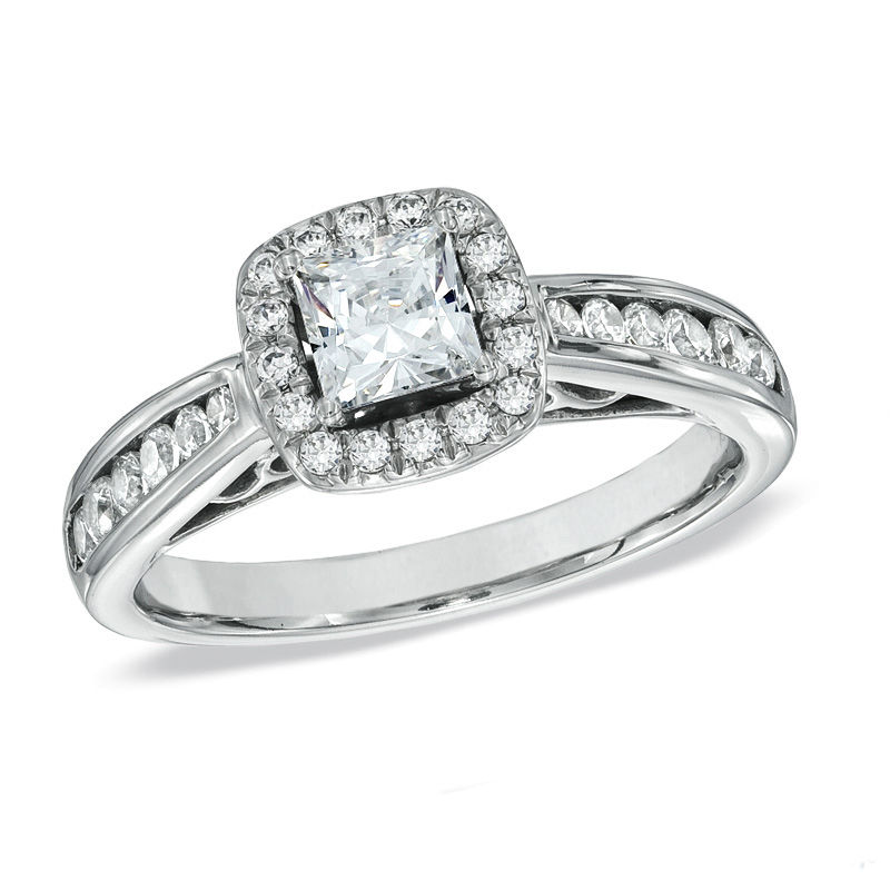 Celebration Ideal 1 CT. T.W. Princess-Cut Diamond Engagement Ring in 14K White Gold (I/I1)