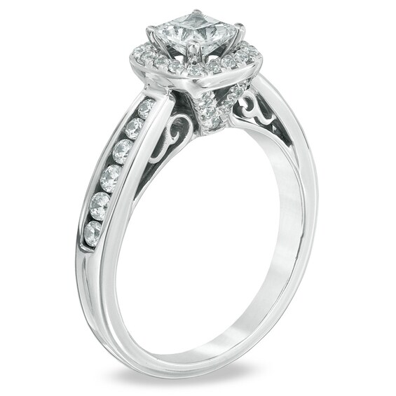 Celebration Ideal 1 CT. T.w. Princess-Cut Certified Diamond Engagement Ring in 14K White Gold (I/I1)