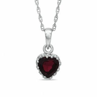 6.0mm Heart-Shaped Garnet Crown Pendant in Sterling Silver