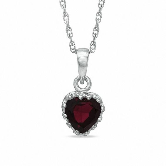 6.0mm Heart-Shaped Garnet Crown Pendant in Sterling Silver