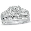 Thumbnail Image 0 of 1 CT. T.W. Diamond Cluster Bridal Set in 10K White Gold