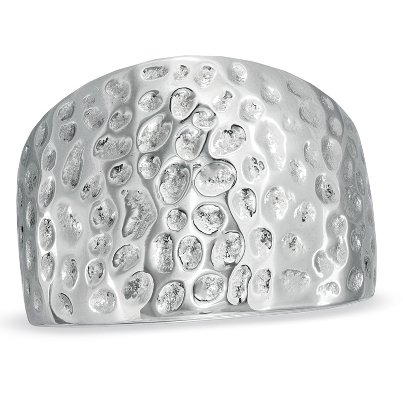 zales.com | 16.0mm Hammered Stainless Steel Ring