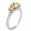 Thumbnail Image 2 of 1-1/4 CT. T.W. Certified Yellow and White Diamond Three Stone Engagement Ring in 18K White Gold (P/SI2)