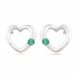 Lab-Created Emerald Heart Earrings in Sterling Silver