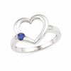 Thumbnail Image 0 of Lab-Created Blue Sapphire Heart Ring in Sterling Silver