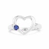 Thumbnail Image 1 of Lab-Created Blue Sapphire Heart Ring in Sterling Silver