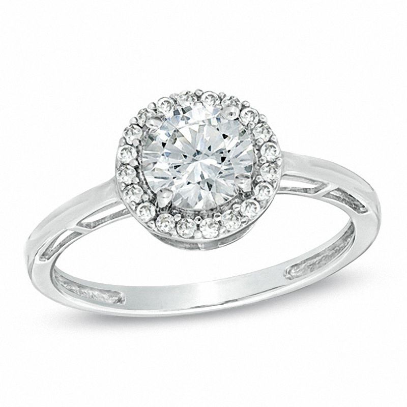 Main Image 1 of 6.0mm Lab-Created White Sapphire Ring in 10K White Gold