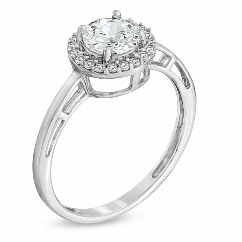 Main Image 2 of 6.0mm Lab-Created White Sapphire Ring in 10K White Gold