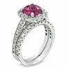 Thumbnail Image 2 of Certified Cushion-Cut Pink Tourmaline and 1-1/2 CT. T.W. Certified Diamond Bridal Set in 14K White Gold