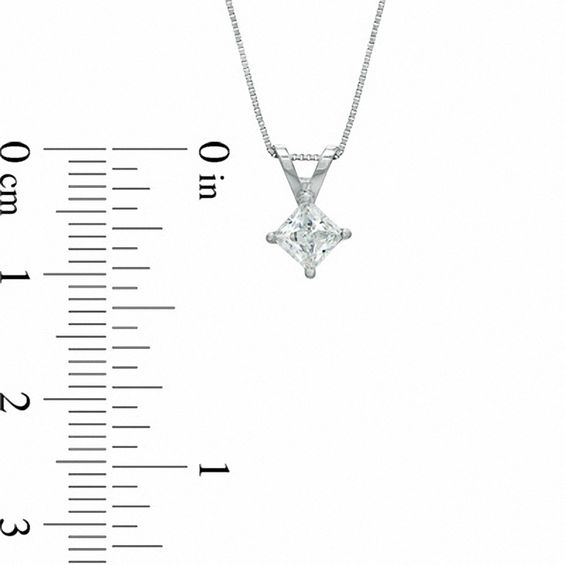 1/2 CT. Certified Princess-Cut Diamond Solitaire Pendant in 14K White Gold (J/I2)