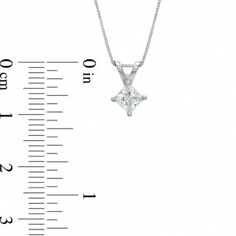 Main Image 2 of 1/2 CT. Certified Princess-Cut Diamond Solitaire Pendant in 14K White Gold (J/I2)