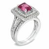 Thumbnail Image 2 of Certified Emerald-Cut Pink Tourmaline and 7/8 CT. T.W. Certified Diamond Bridal Set in 14K White Gold