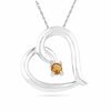 Thumbnail Image 0 of Citrine Tilted Heart Pendant in Sterling Silver